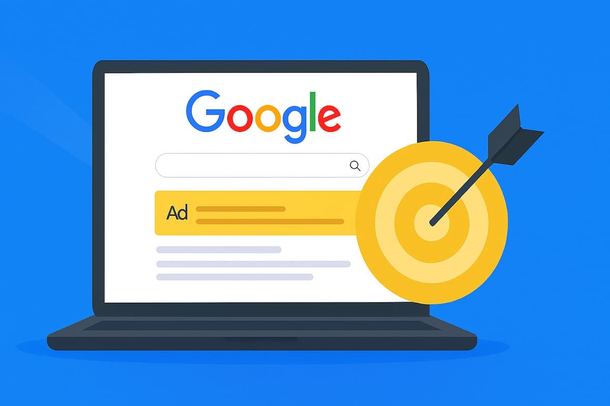 Página de resultados de Google con bloques diferenciados para anuncio y resultados orgánicos