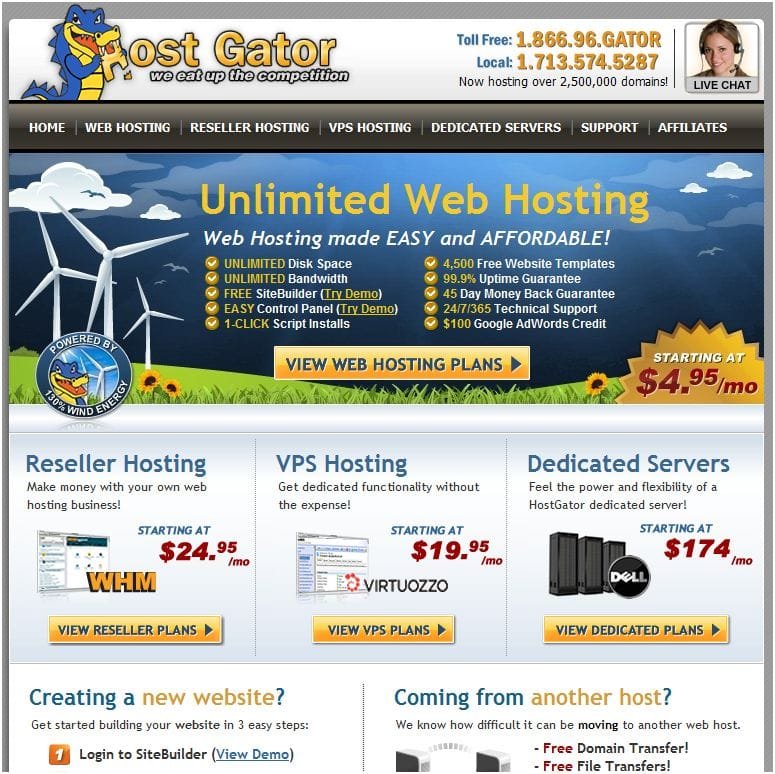 HostGator Hosting y Dominios sin límites