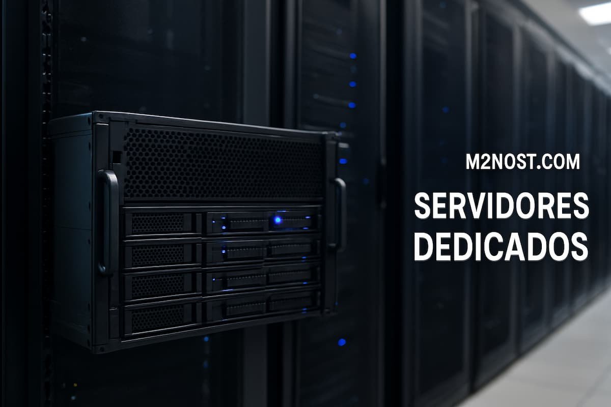 Servidor dedicado moderno de M2Host.com con iluminación profesional