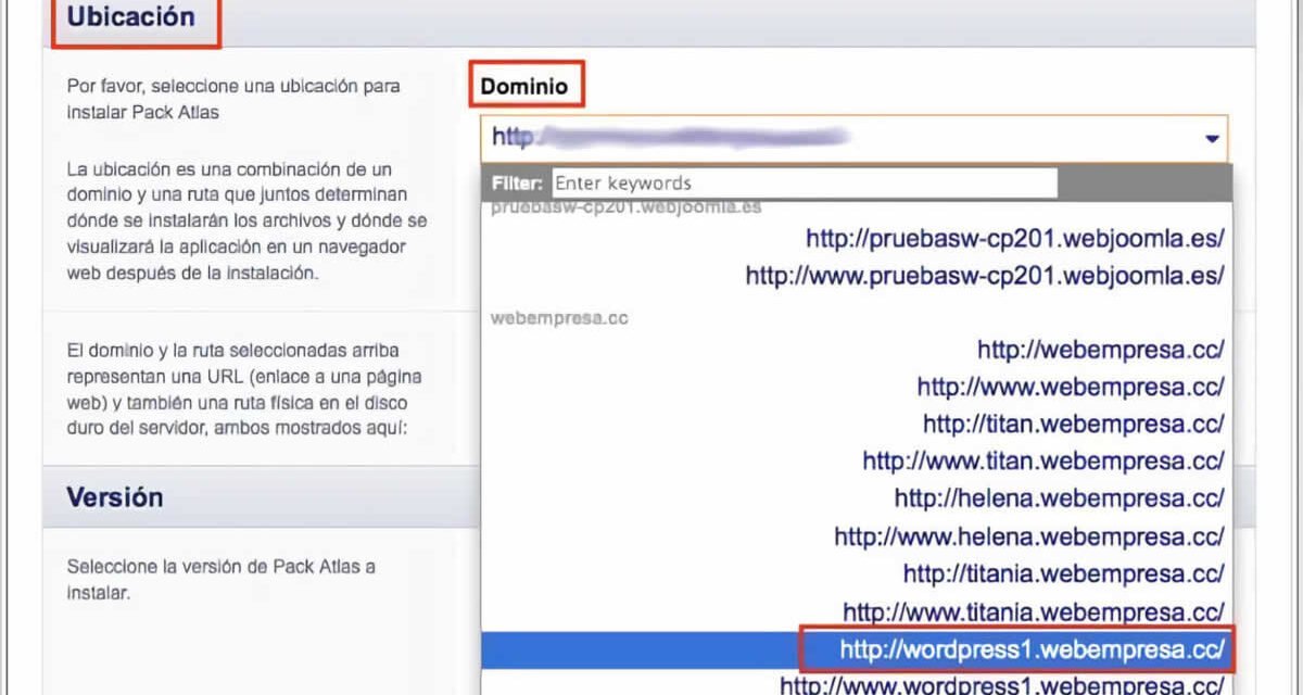 Instalar pack de WordPress en subdominios