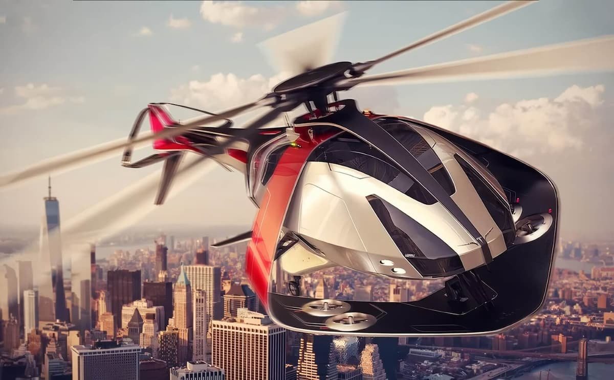 Propuesta de helicóptero eVTOL que refleja la visión innovadora de la movilidad sostenible.