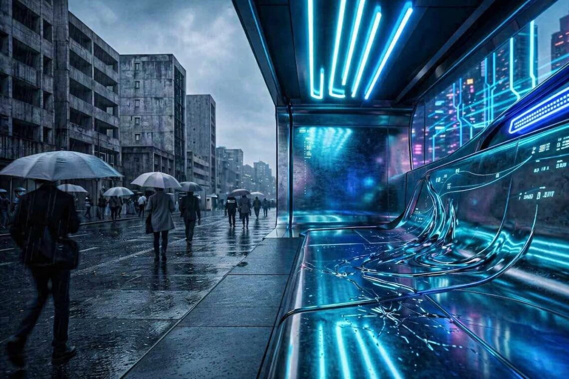 eclixxo radar ai insights ia creativa atmosfera contraste mundo real gris generado vibrante neon azul cromo
